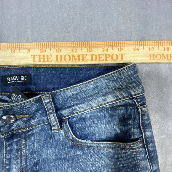 Allen B Womens Flare Jeans 10 Boot Mid rise Blue Rhinestones Boho Festival Ranch - Picture 9 of 11